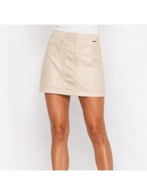 NWT Marc New York Faux Leather Mini Skirt Beige Size Large